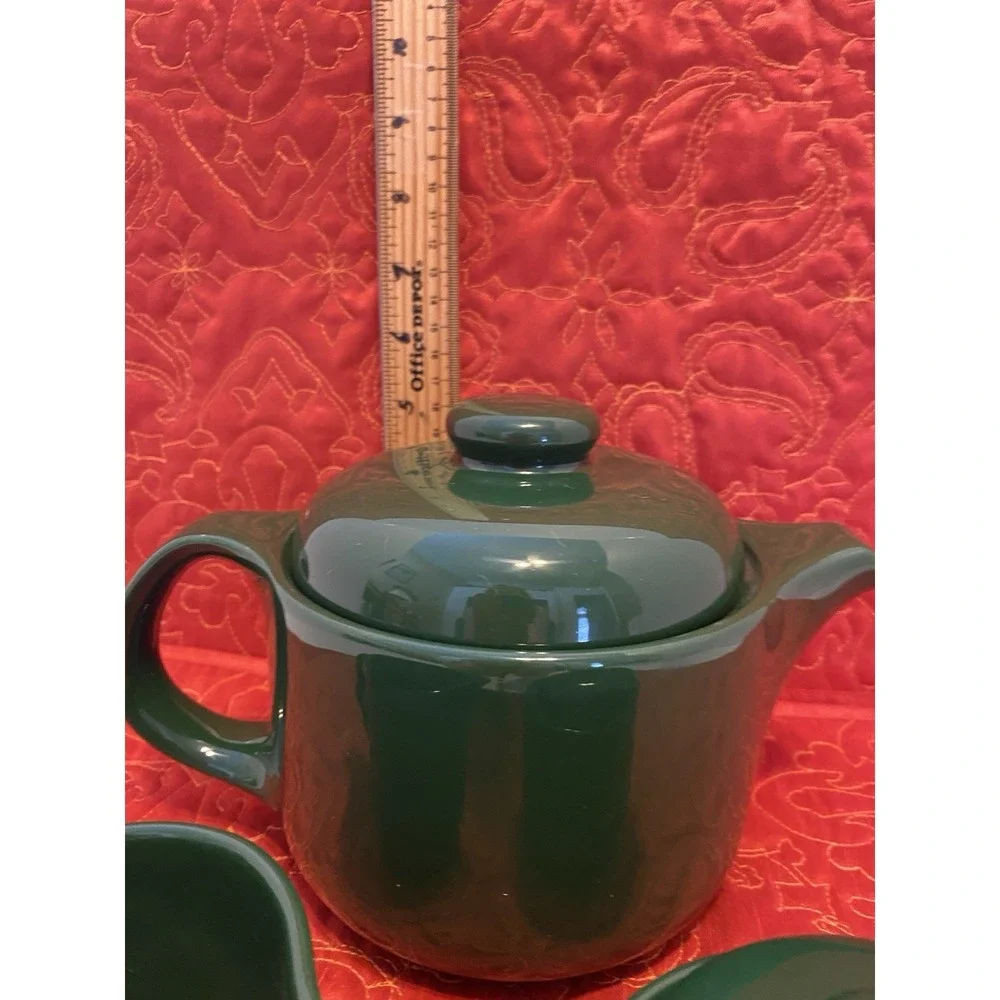Waechtersbach Teapot, Creamer And‎ Covered Sugar Bowl Rare Green Ceramic